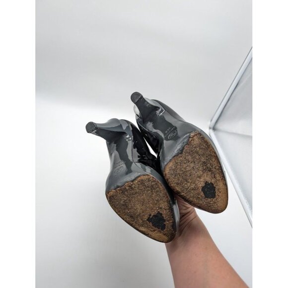 Chanel Patent Leather Platform High Heel Pumps Size US 8 EU 38.5 Black Box Dust - Picture 8 of 16